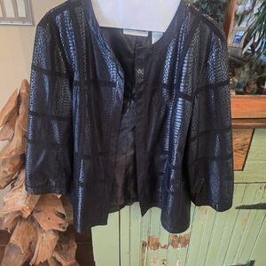 Faux snake print 3/4 sleeve jacket